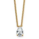 14k 1/2 carat Lab Grown Diamond VS+ F+ Pear Complete 18 inch Four Prong Pendant Necklace